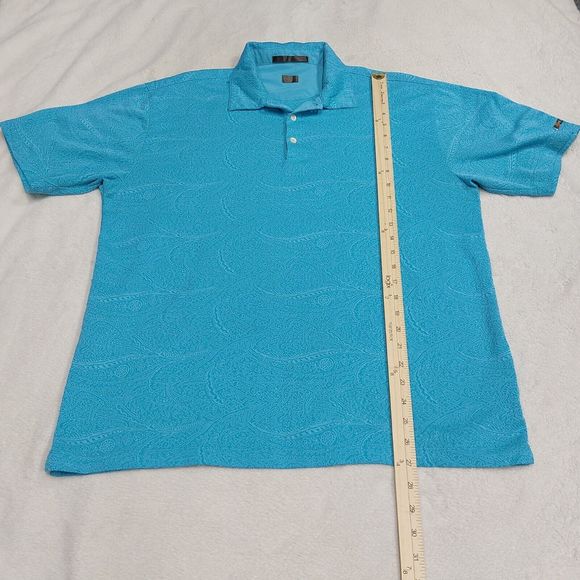 Nike Tiger Woods Shirt Mens Size Large Blue Textured Short Sleeve Polo Embroider - Picture 6 of 8